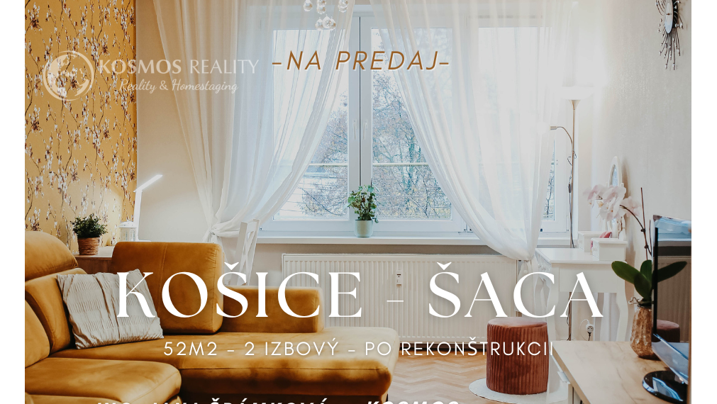 REZERVOVANÉ Na predaj 2 izbový byt, 52m2 Košice - Šaca