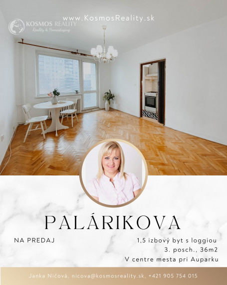 REZERVOVANÝ - Na predaj 1,5 izbový byt s loggiou, Palárikova, Košice