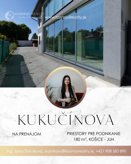 Na prenájom obchodný priestor 180m2, Kukučínova, Košice-Juh