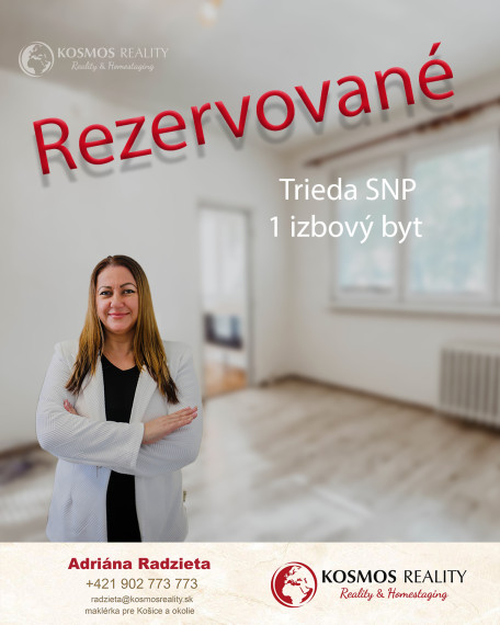 REZERVOVANÉ 1i byt na Tr. SNP