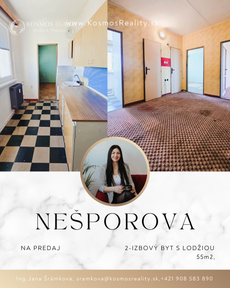 REZERVOVANE !Nešporova, 2 izb., lodžia, Košice-Západ