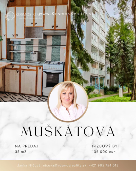 REZERVOVANÉ 1 izbový byt s loggiou, Muškátova