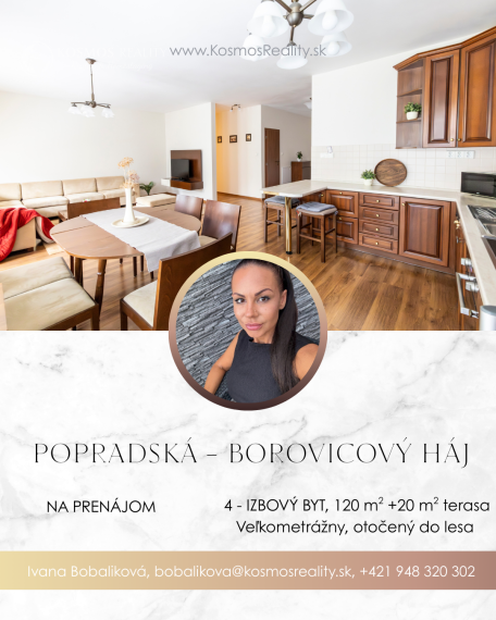 Na prenájom 4i byt, 120m2, 2x parkovanie, Popradská, Košice