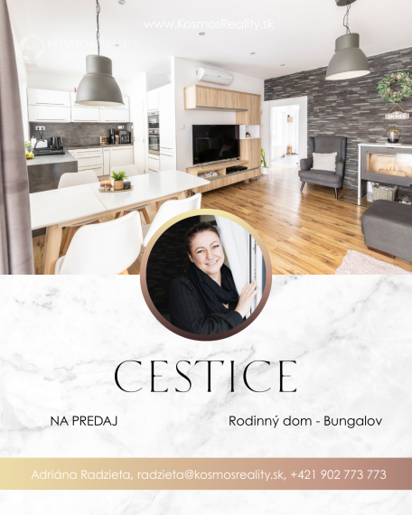 REZERVOVANE Na PREDAJ útulný bungalov v obci Cestice