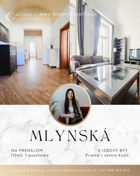 REZERVOVANÉ -Na prenájom 3-i byt – Mlynská ulica, Košice – Staré Mesto.