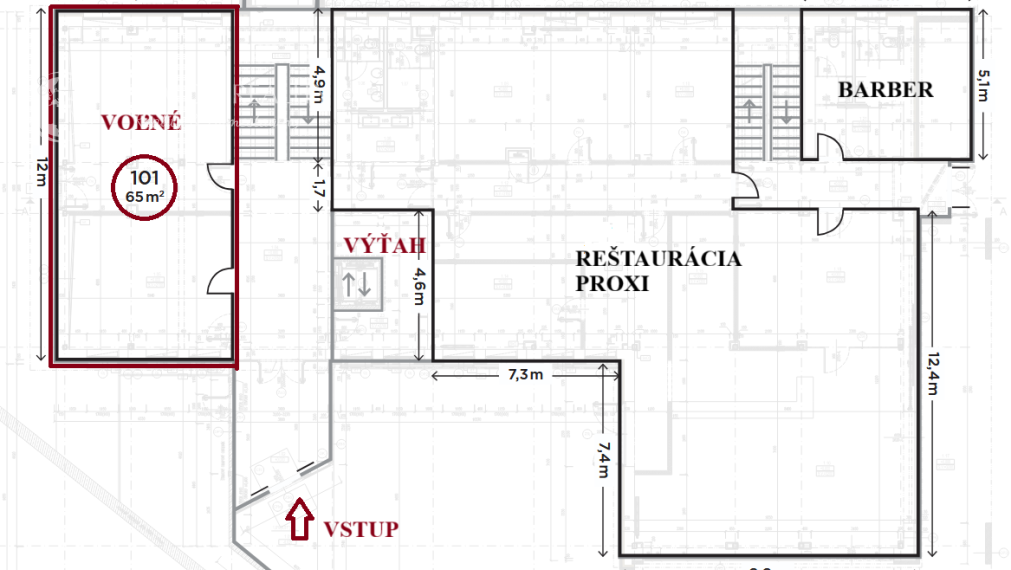 Reprezentatívny obchodný priestor, 65m2, Dunajská, Košice.