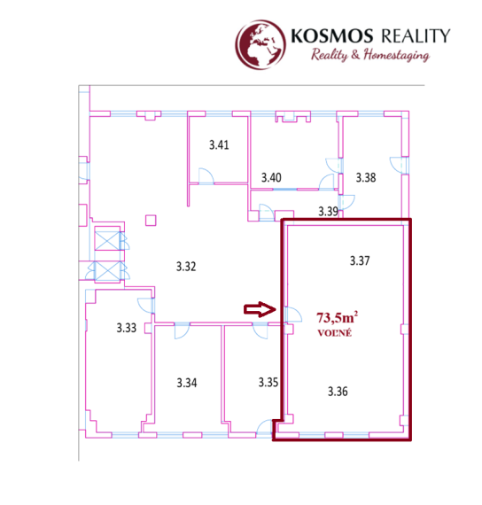 Kancelársky priestor s parkovaním, 73,5m2, Južná Trieda