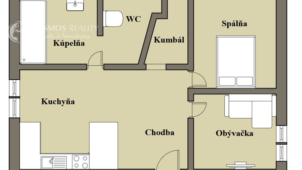 2izbový byt, 54m2, Pasteurova, Košice-Juh