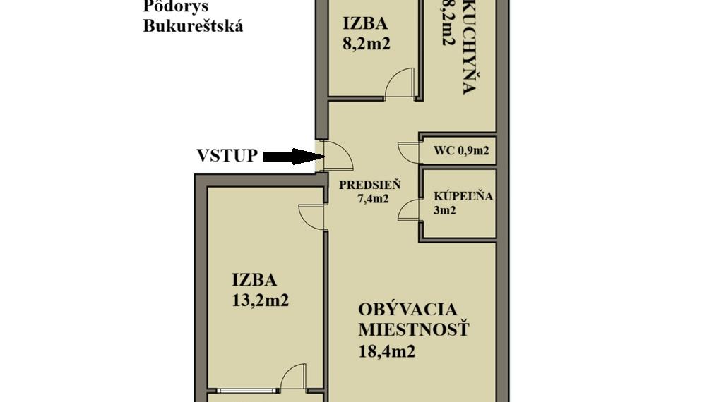 Rekonštruovaný 3i byt, Bukureštská,Košice-Sídlisko Ťahanovce