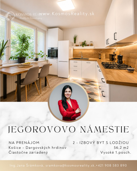 REZERVOVANÉ - Na predaj 2 izbový, lodžia, 58m2, Jegorovovo nám., Košice
