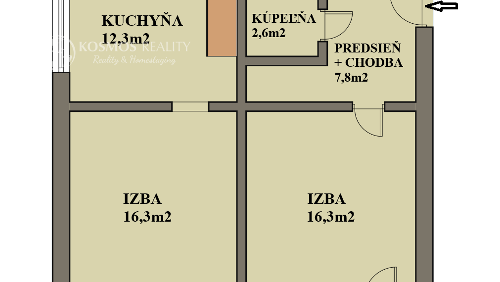 Na predaj 2 izbový, lodžia, 58m2, Jegorovovo nám., Košice