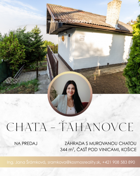 REZERVOVANÉ - Na predaj záhrada s murovanou chatou – Košice-Ťahanovce, záhradkárska oblasť Pod Vinicami