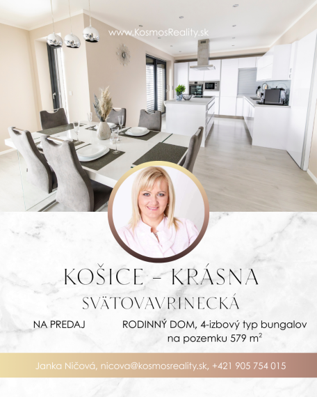 Na predaj, pekný, moderný RD - bungalov, Košice - Krásna