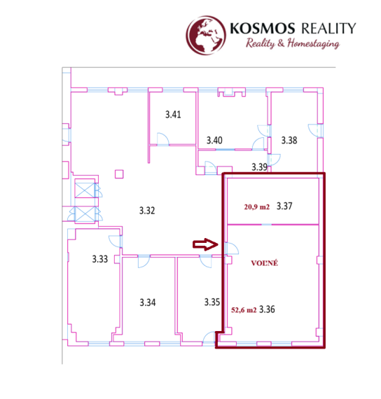 Kancelársky priestor s parkovaním, 73,5m2, Južná Trieda