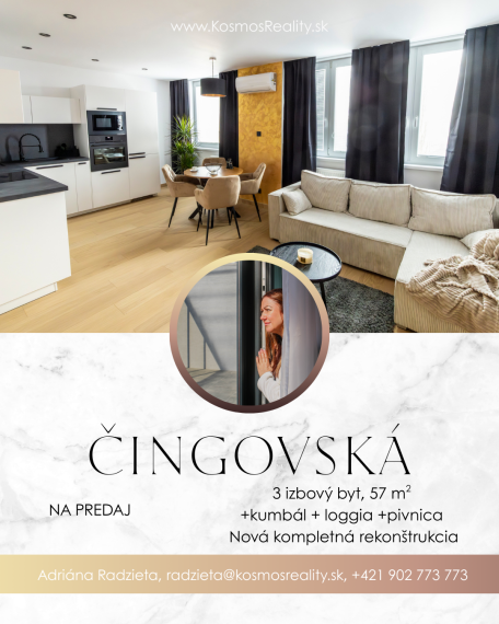 PREDÁM novozrekonštruovaný 3i byt Jazero, Čingovská ulica