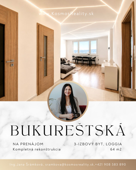 Rekonštruovaný 3i byt, Bukureštská,Košice-Sídlisko Ťahanovce