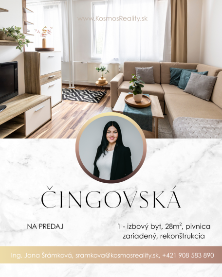 REZERVOVANÉ - 1 izbový byt zariadený, Čingovská, Košice-Nad jazerom