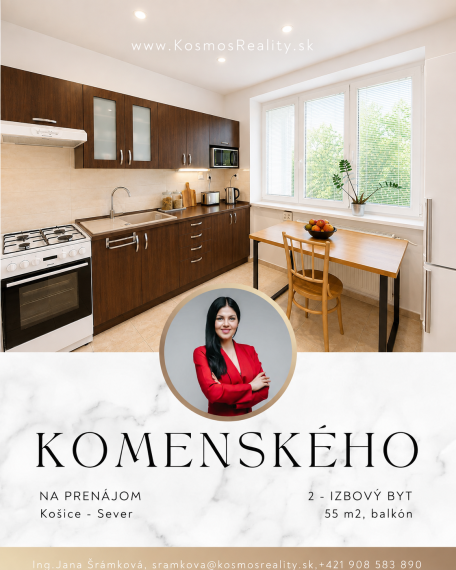 Na prenájom 2 izbový byt, 55m2, Komenského, Košice-Sever