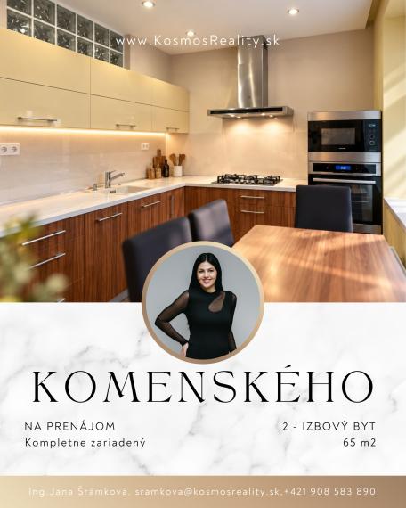 Na prenájom 2 izbový byt, 65m2, Komenského, Košice-Sever