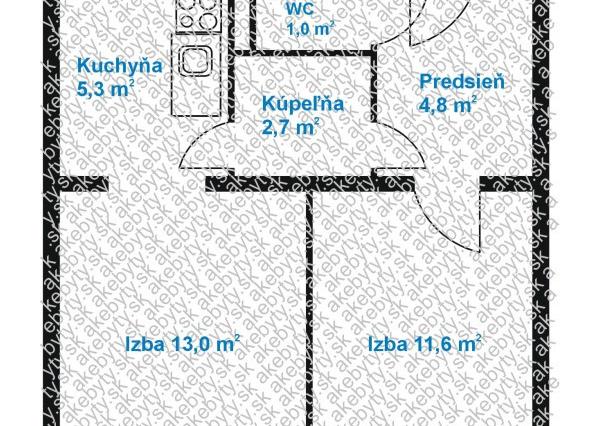 Na predaj 1,5-izbový byt na ulici Miškovecká, Košice - Železníky