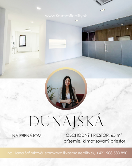 Reprezentatívny obchodný priestor, 65m2, Dunajská, Košice.